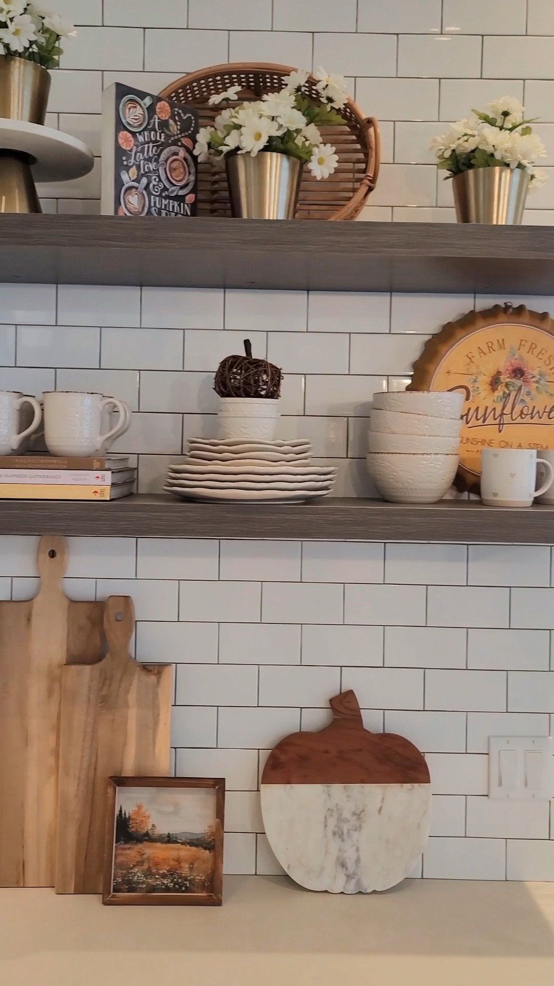 Fall styling of shelves is one part simple storage and one part creative expression. A neutral color scheme with natural elements, a few gathered treasures and bits of warmth and texture. Fall styling is so much fun!

#LTKStyleTip #LTKHome #LTKSeasonal