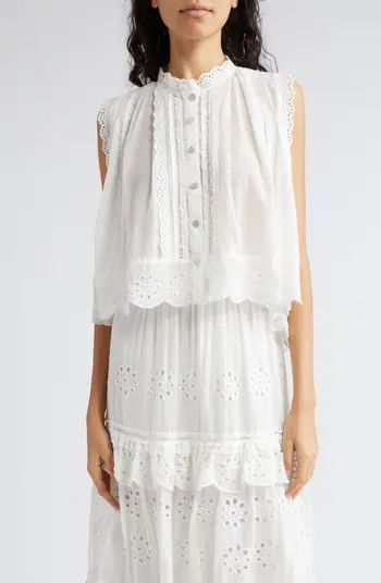 FARM Rio Eyelet Accent Sleeveless High-Low Top | Nordstrom | Nordstrom