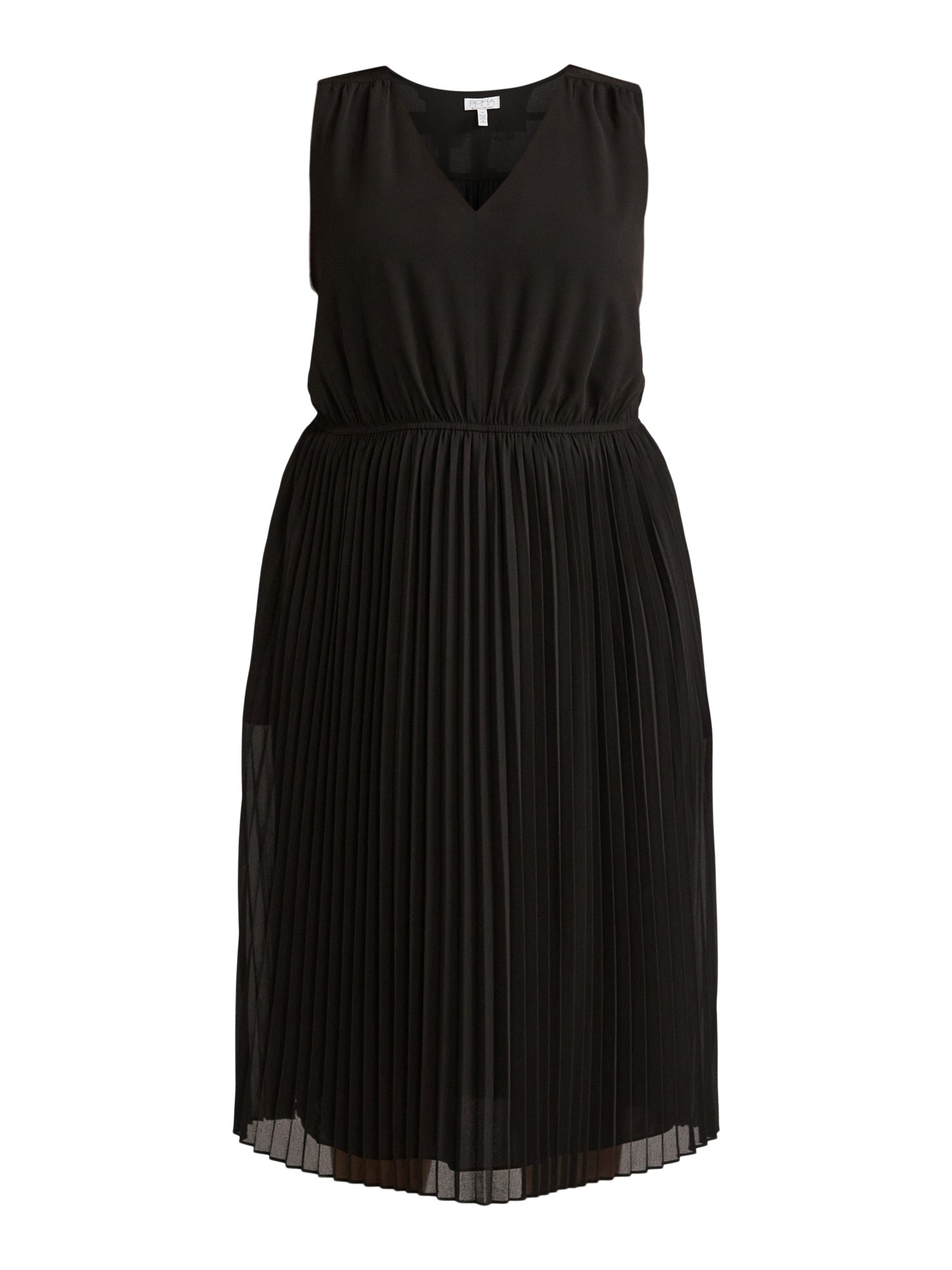 Sofia Jeans Women's and Women's Plus Size Sleeveless Pleated V-Neck Dress, Above Ankle Length, Si... | Walmart (US)
