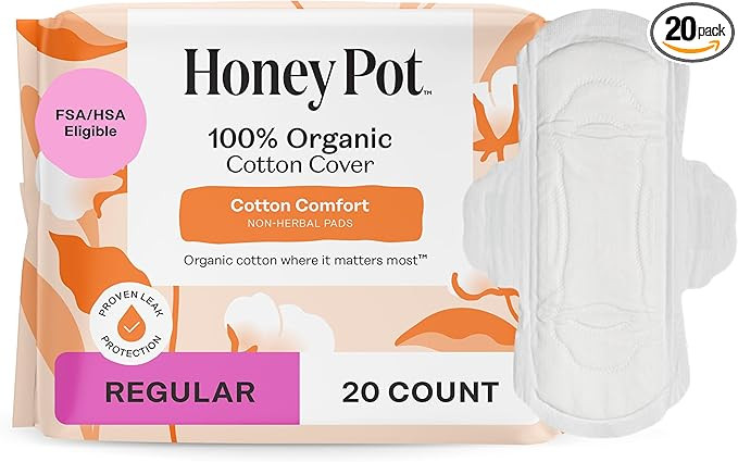 The Honey Pot Company - Sanitary Pads for Women - Non-Herbal Regular Flow w/Wings - Organic Cotto... | Amazon (US)