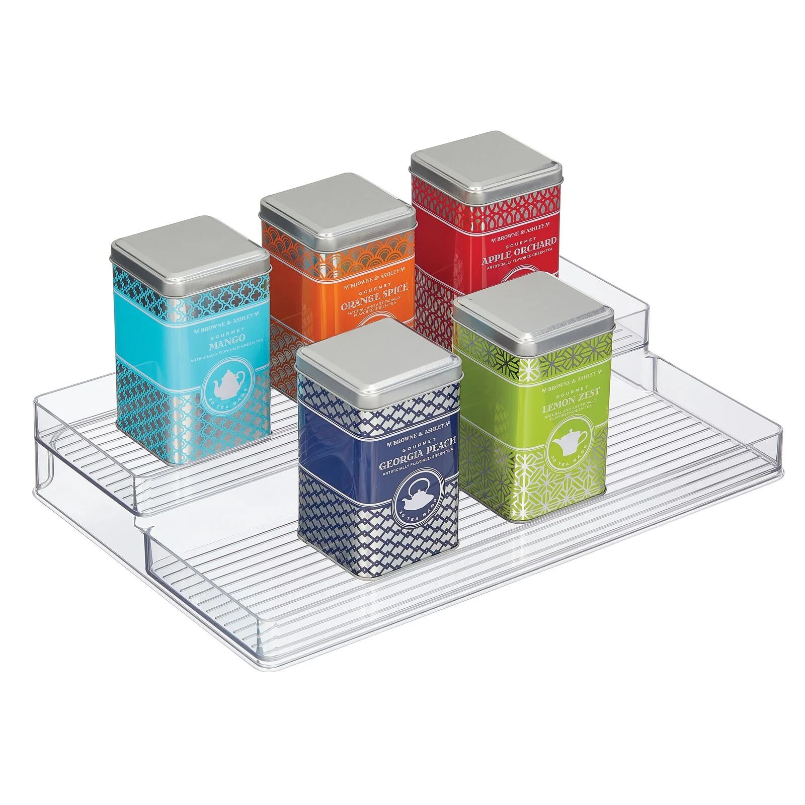 mDesign Plastic 2-Tiered Kitchen Food Storage Organizer Spice Rack Holder, Clear | Walmart (US)