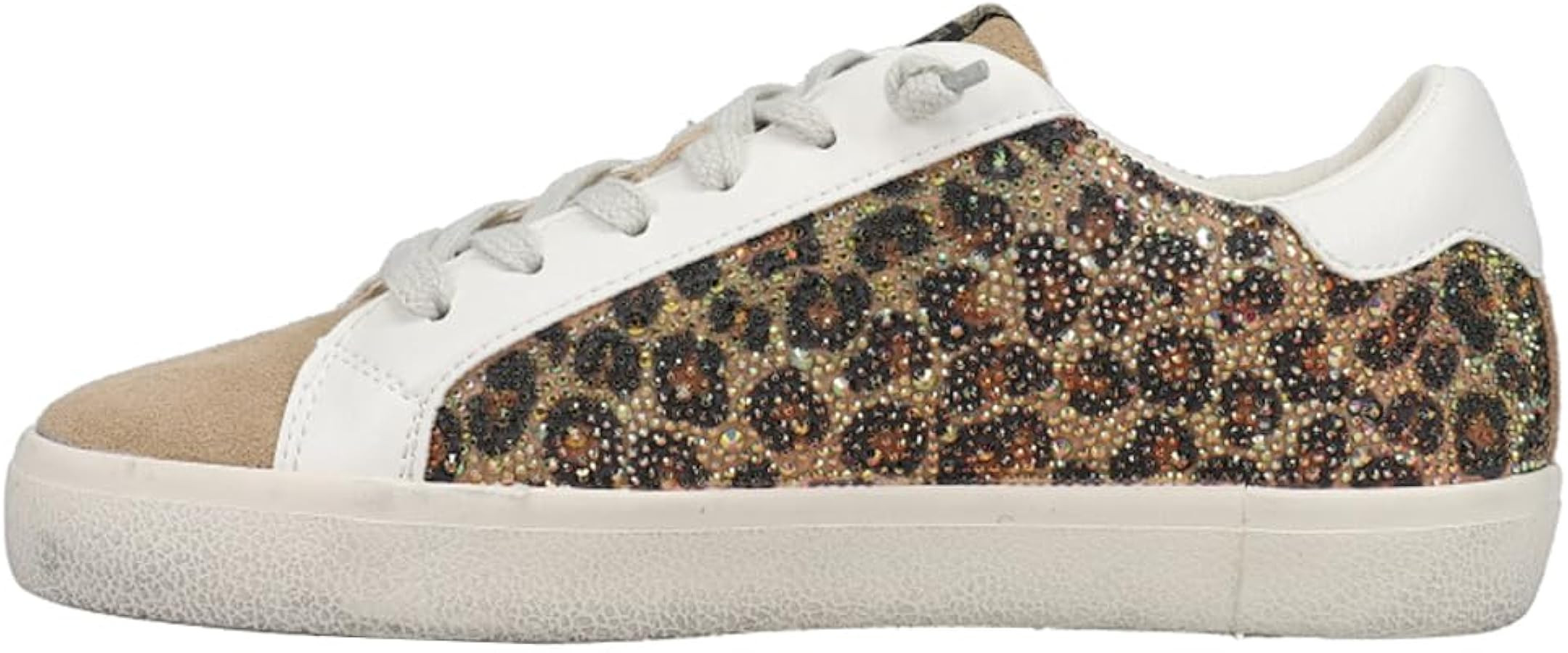 VINTAGE HAVANA Womens Brylee Leopard Rhinestone Lace Up Sneakers Shoes Casual - Beige | Amazon (US)