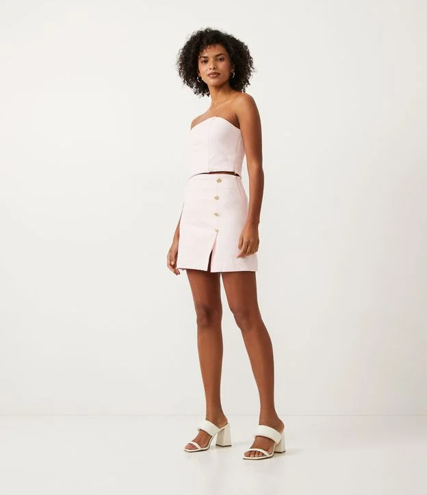 Saia em Algodão Maquinetado com Botões Diferenciados Rosa - Lojas Renner | Lojas Renner BR