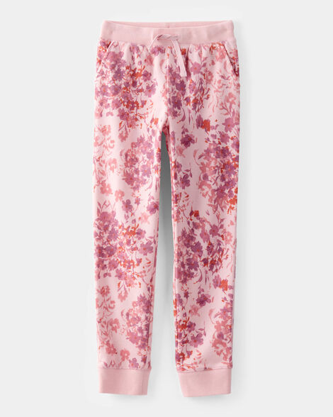 Girls DayDream Fleece Floral Drawstring Joggers - Pink | Carter's Inc