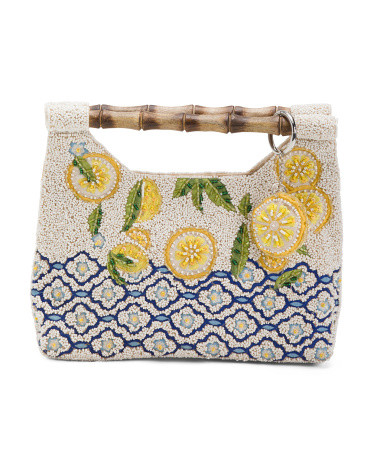 Beaded Lemon Wave Flap Handbag | TJ Maxx