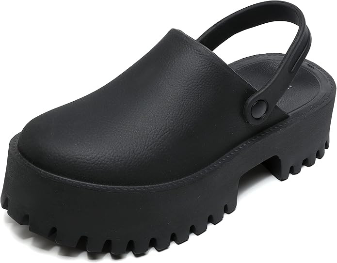 Women Platform Thick Soled Slippers,Beige Slip On Clogs Casual Non Slip Home Lazy Waterproof Fash... | Amazon (US)