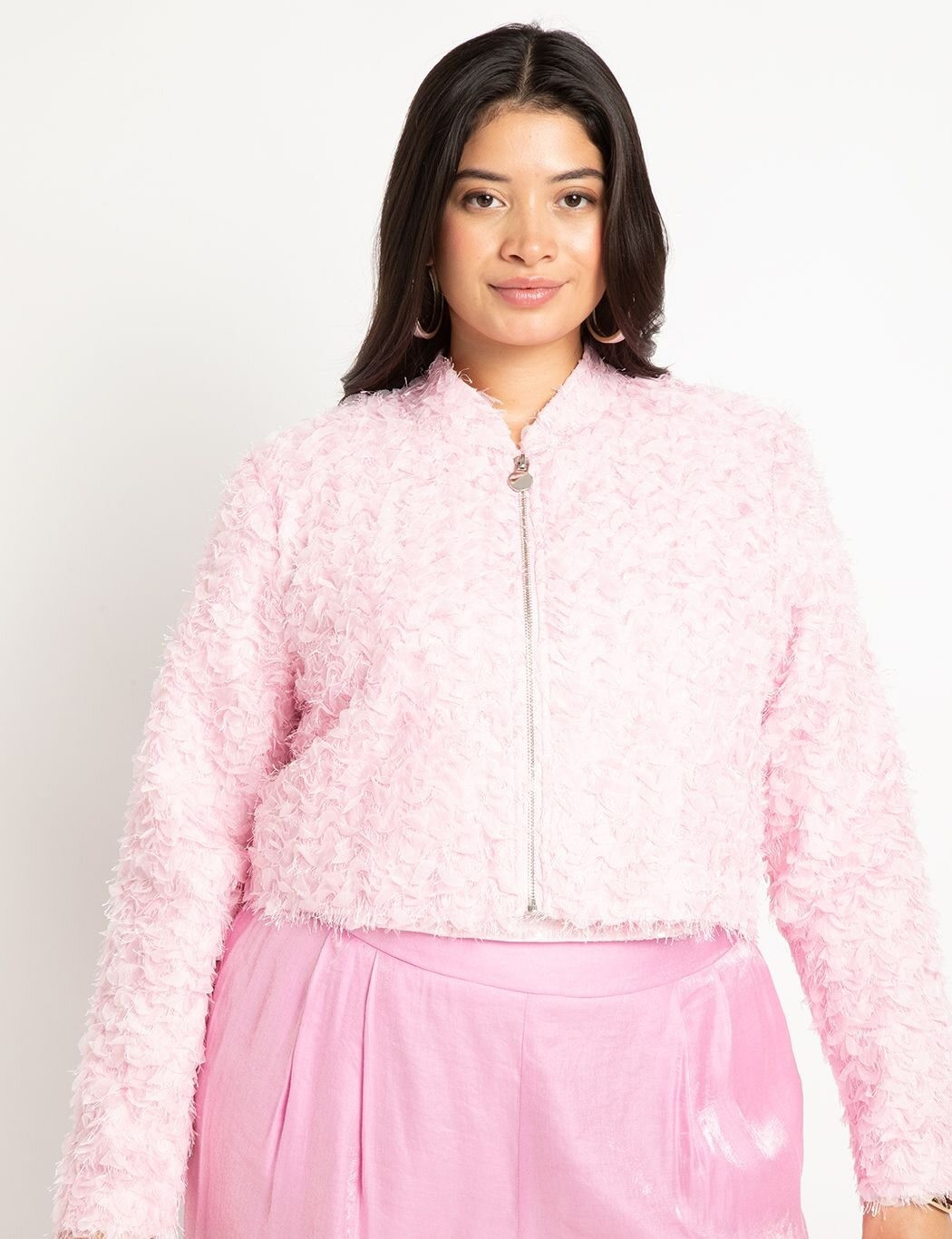 Textured Faux Fur Bomber | Women's Plus Size Coats + Jackets | ELOQUII | Eloquii