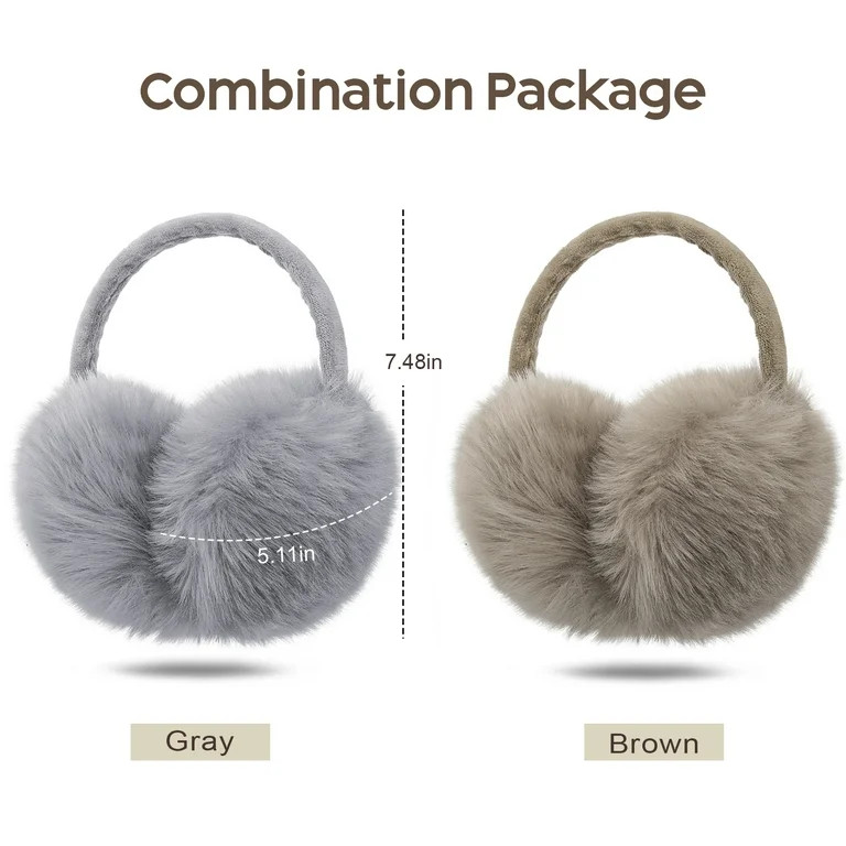 Loritta 2 Pcs Winter Earmuffs for Women Fluffy Cute Ear Muffs for Winter White and Pink | Walmart (US)