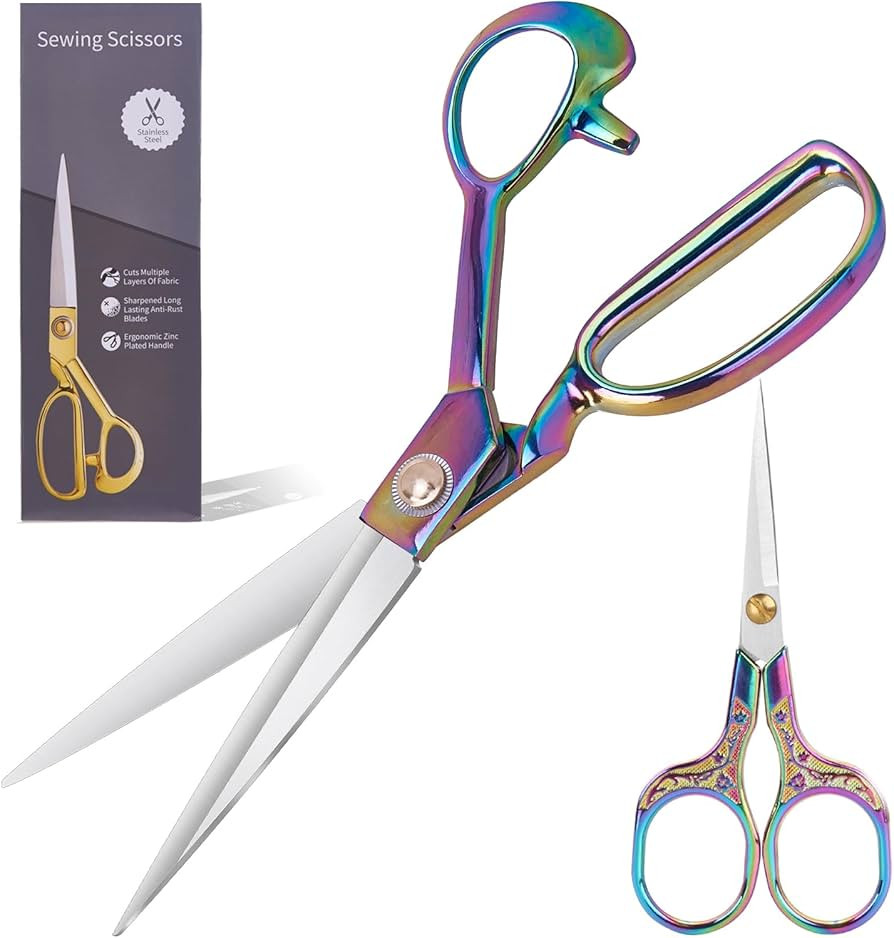 10 Inch Sewing Scissors For Fabric Cutting,Zinc Alloy Handle,Sharp Stainless Steel Blades,Fabric ... | Amazon (US)