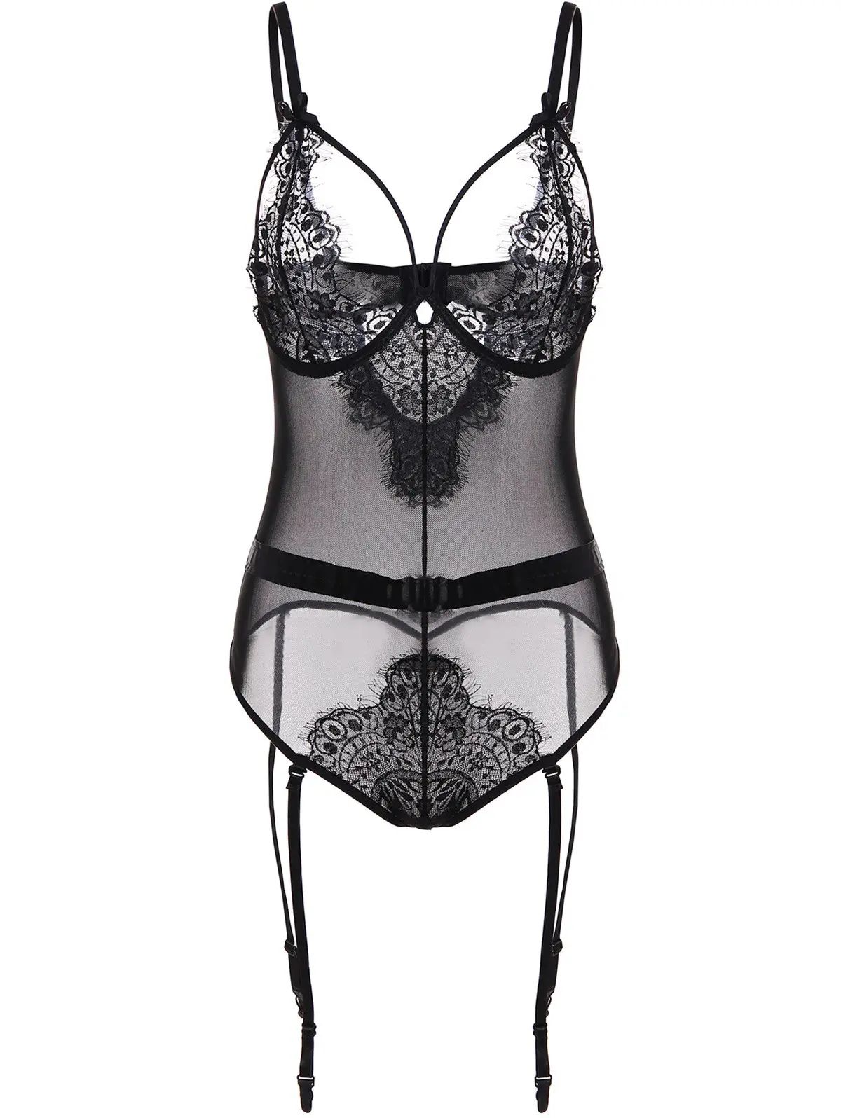 Sheer Cut Out Lace Insert Lingerie Teddy | Rosegal US