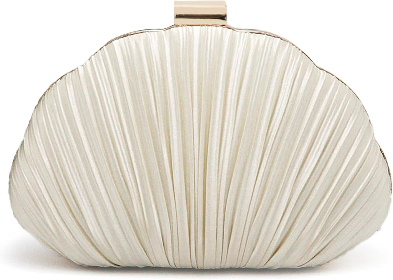 Shell Shaped Clutch Purses Ruched Shell Purse for Women Elegant Evening Handbag Chain Shoulder Ba... | Amazon (US)