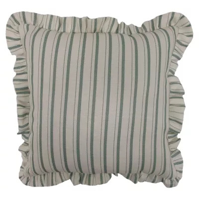 Red Shed  18 in. Vertical Stripe Square Throw Pillow, Cream/Dark Green | Tractor Supply