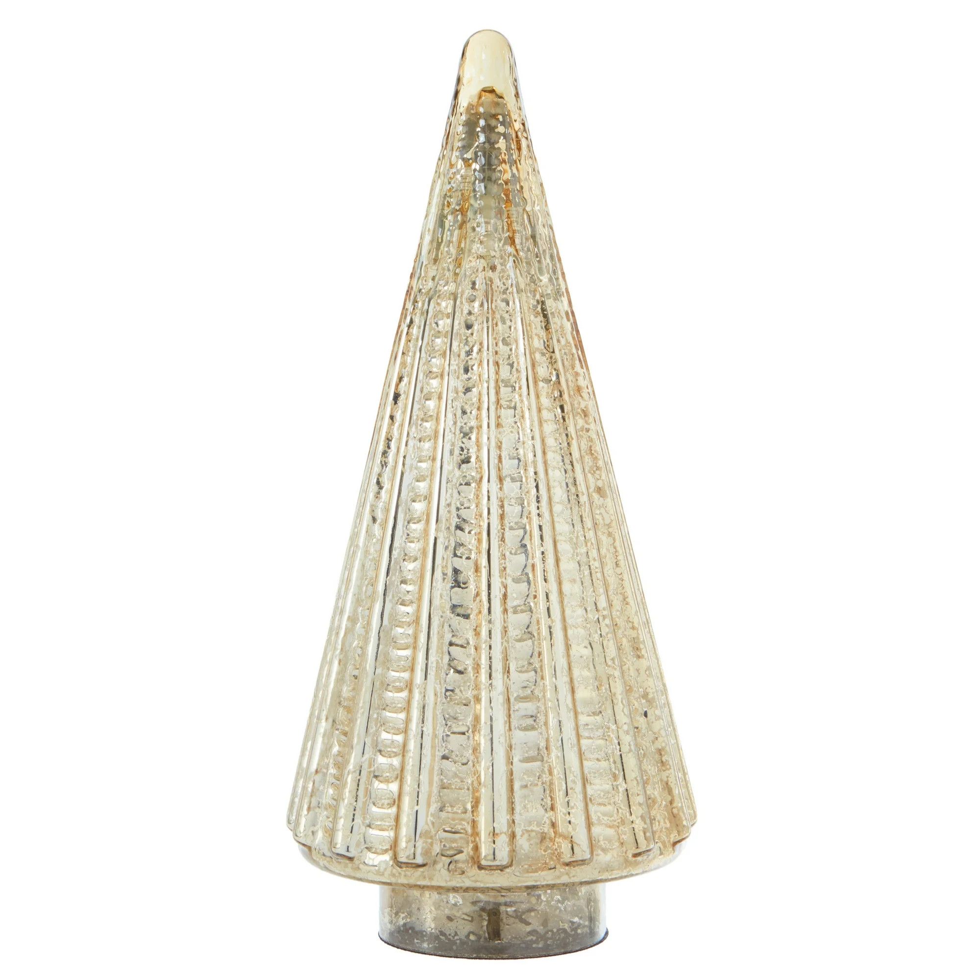 Glass Ribbed Christmas Tree Tabletop Decoration, Gold, 13", by My Texas House | Walmart (US)