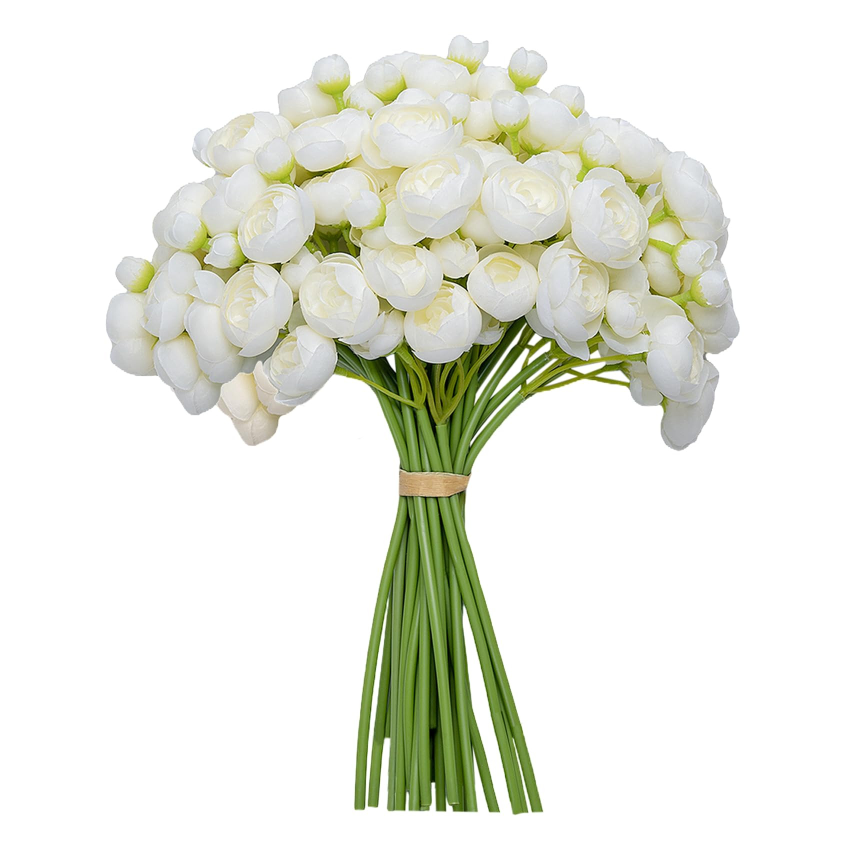 Meldel 32Pcs Ranunculus Artificial Flower, Faux Silk Mini Ivory White Ranunculus Flowers for DIY ... | Amazon (US)