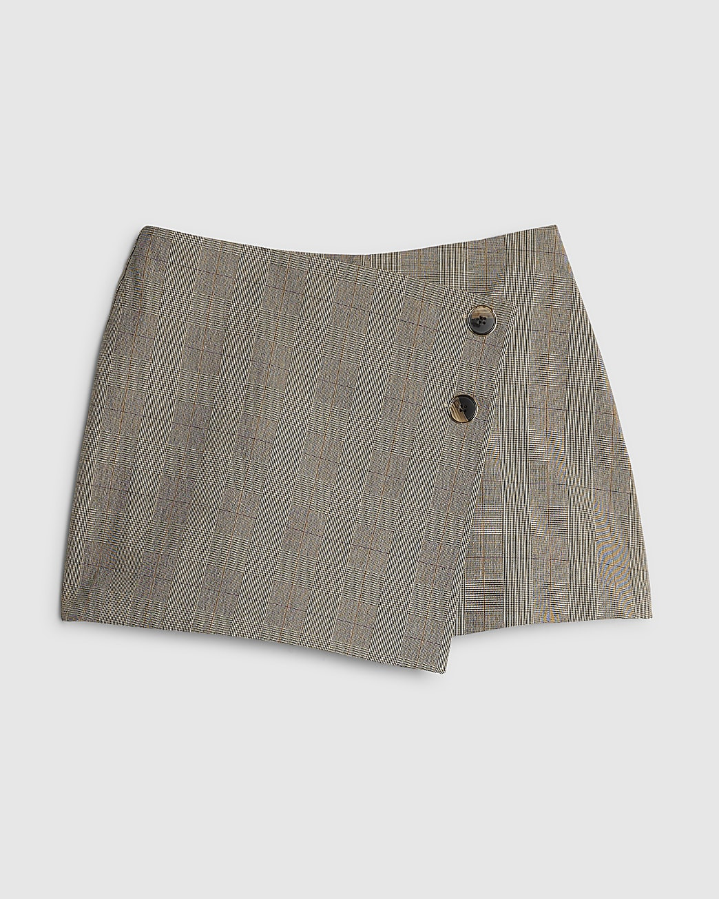 Beige Check Print Asymmetric Wrap Skort | River Island UK & IE