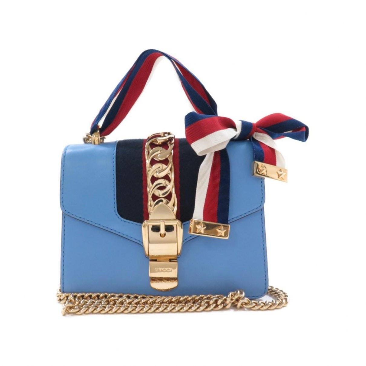 Gucci Sylvie Blue Cloth Handbags | Vestiaire Collective (Global)