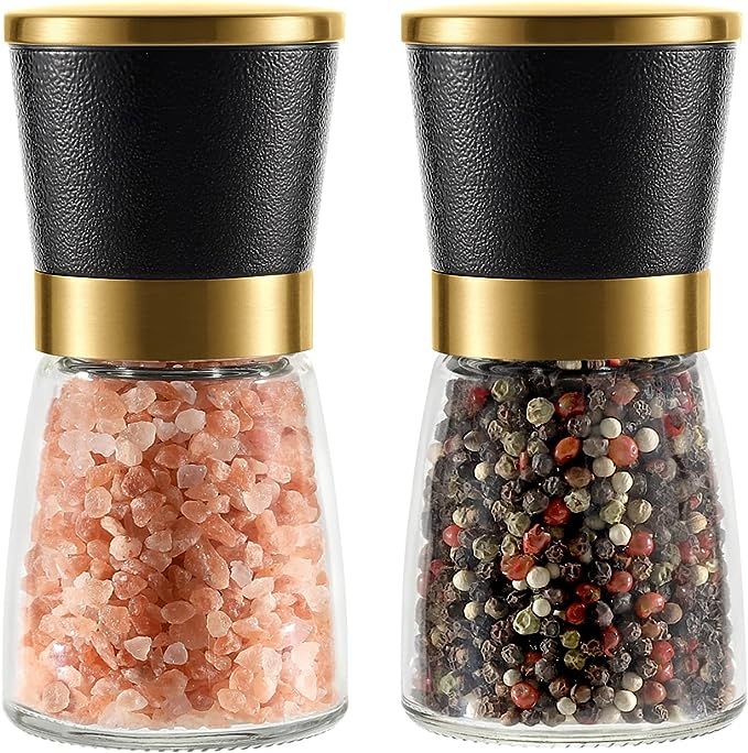 VEVOK CHEF Gold Salt and Pepper Grinder Set Stainless steel Salt and Pepper Mill Set Ceramic Adju... | Amazon (US)