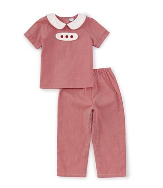 Little Boy 2T-7 Peter Pan Cap Sleeve Tab Pant Set | Dillard's