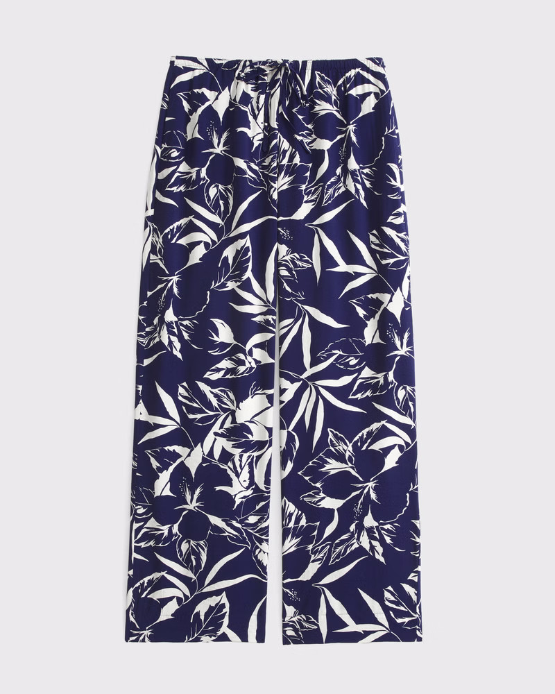 Abercrombie & Fitch Women's Textured Pull-On Pant in Blue Floral - Size XXS LONG | Abercrombie & Fitch (US)