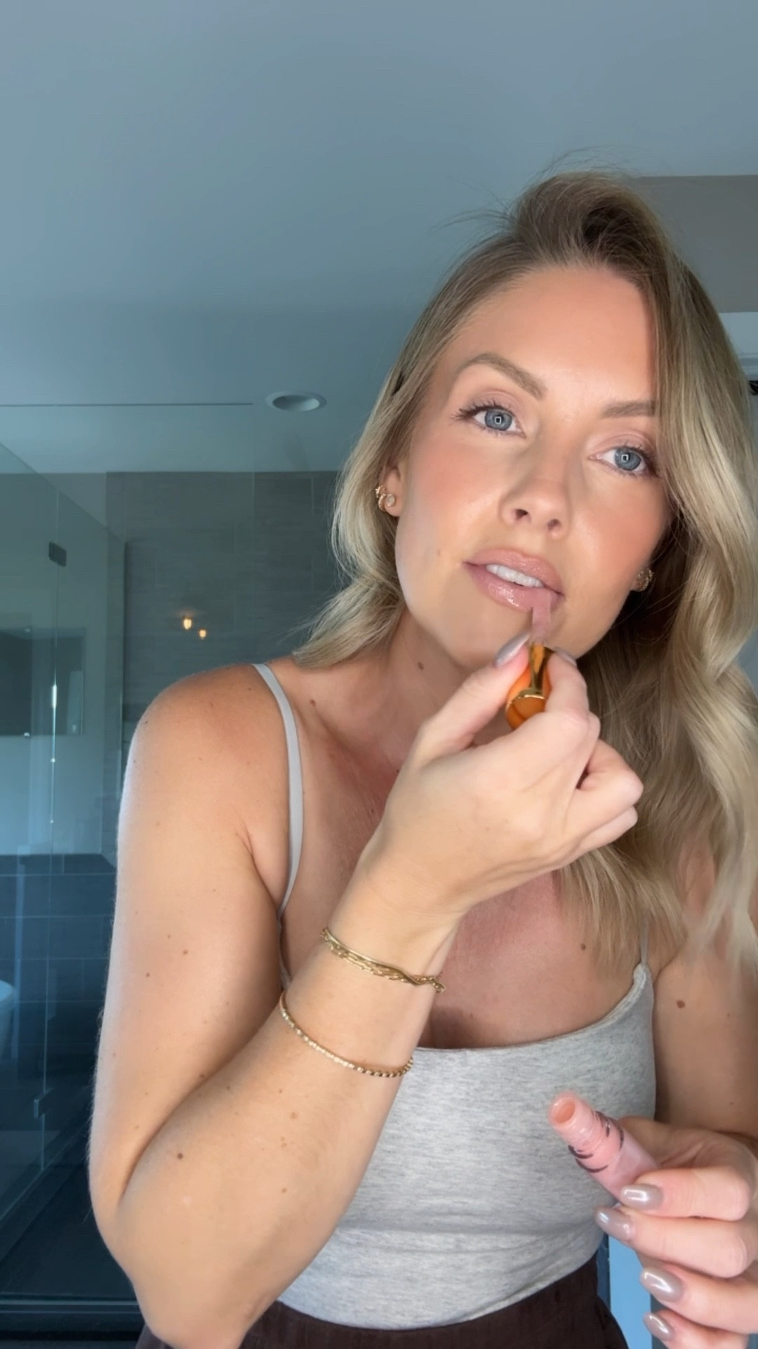 Liner shade Medium / Lipstick shade Haze (Gloss is not available online yet!) 
XS tank / XS Varley set 🤎

#LTKOver40 #LTKStyleTip #LTKBeauty