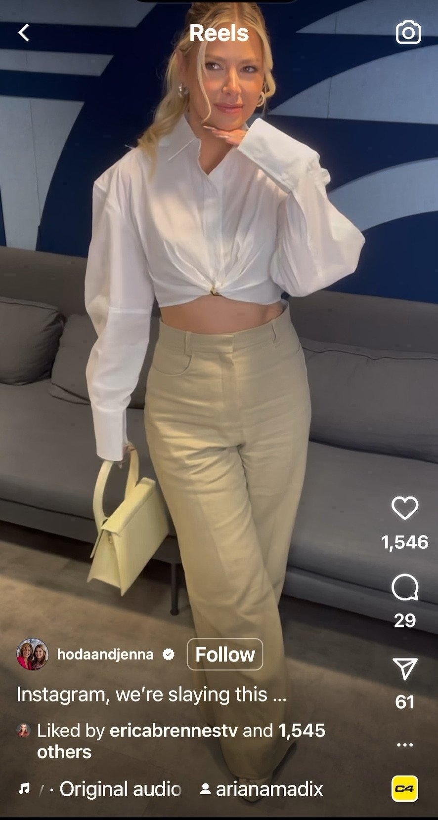 Ariana Madix's White Shirt and Beige Pants on Hoda and Jenna