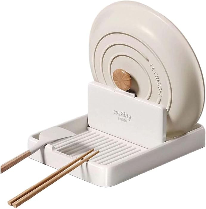 Soporte para cuchara con tapa de olla para estufa, organizador de encimera de cocina antigoteo y ... | Amazon (US)