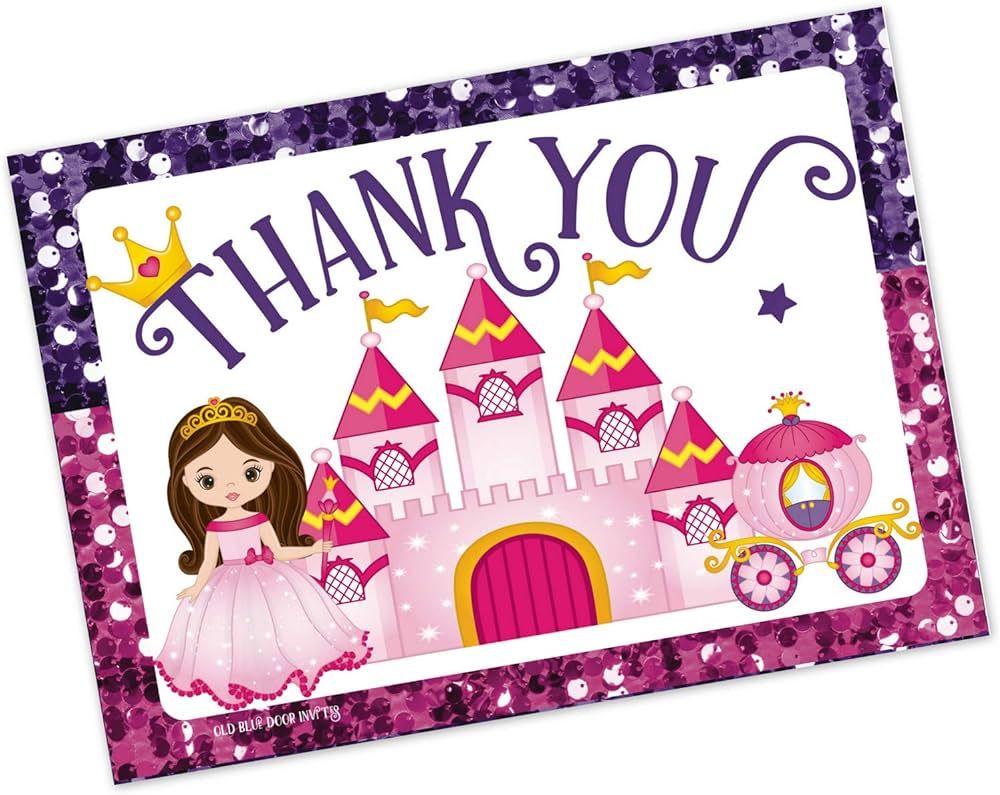 Princess Party Thank You Cards for Kids (20 Count with Envelopes) - Fill in the Blank Template fo... | Amazon (US)