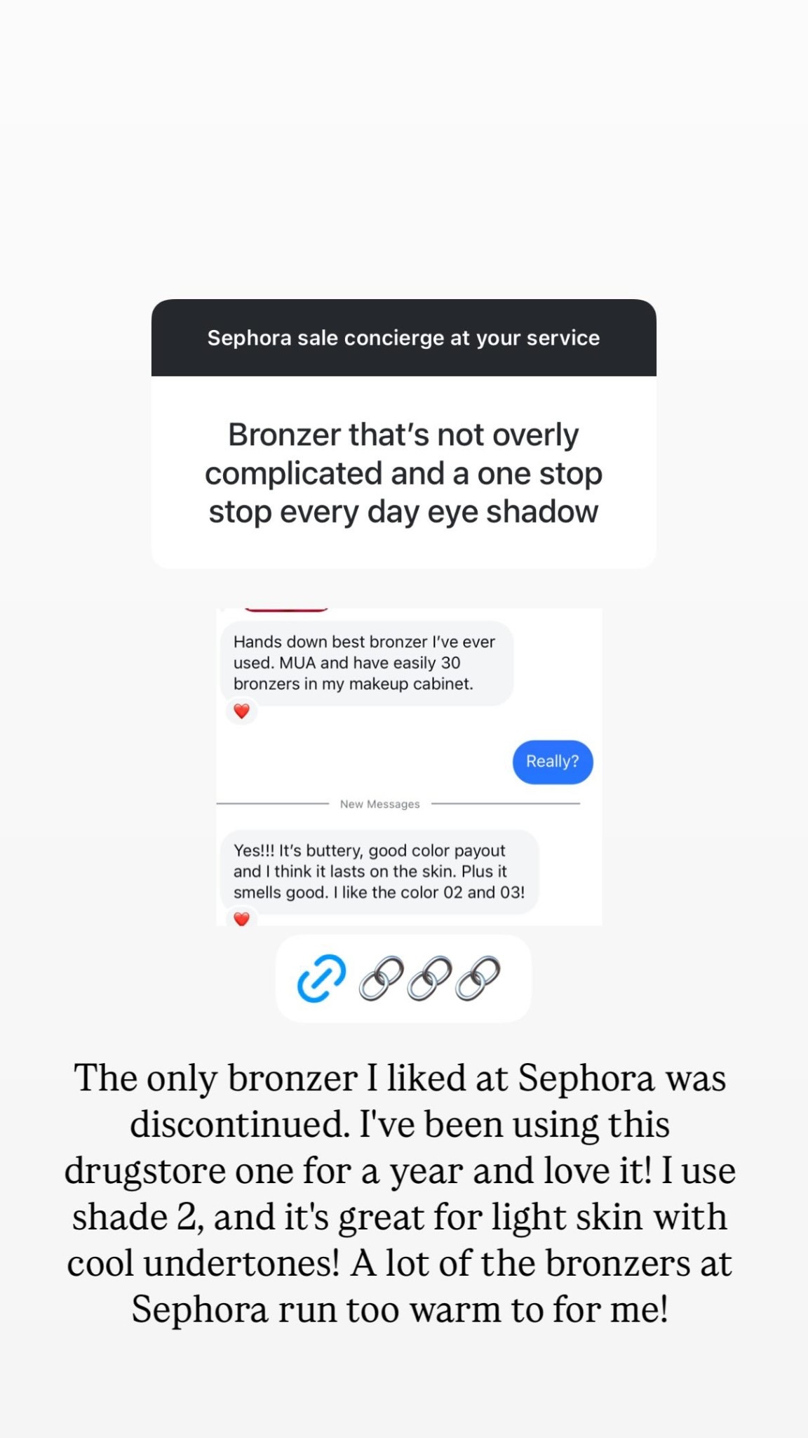 The only bronzer I liked at Sephora was discontinued. I've been using this drugstore one for a year and love it! I use shade 2, and it's great for light skin with cool undertones! A lot of the bronzers at Sephora run too warm to for me!

#LTKBeauty