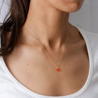 Carnelian Necklace, Gold Filled Or Silver, Minimalist Jewelry, Natural Stone, Carnelian Sterling Crystal | Etsy (US)
