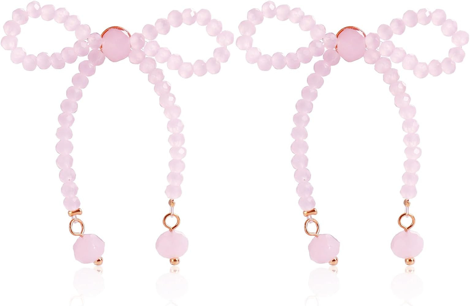 Pearl Bow Earrings Gold Bow Pearl Earring Dainty Colorful Crystal Bow Knot Tassel Dangle Pink Ear... | Amazon (US)