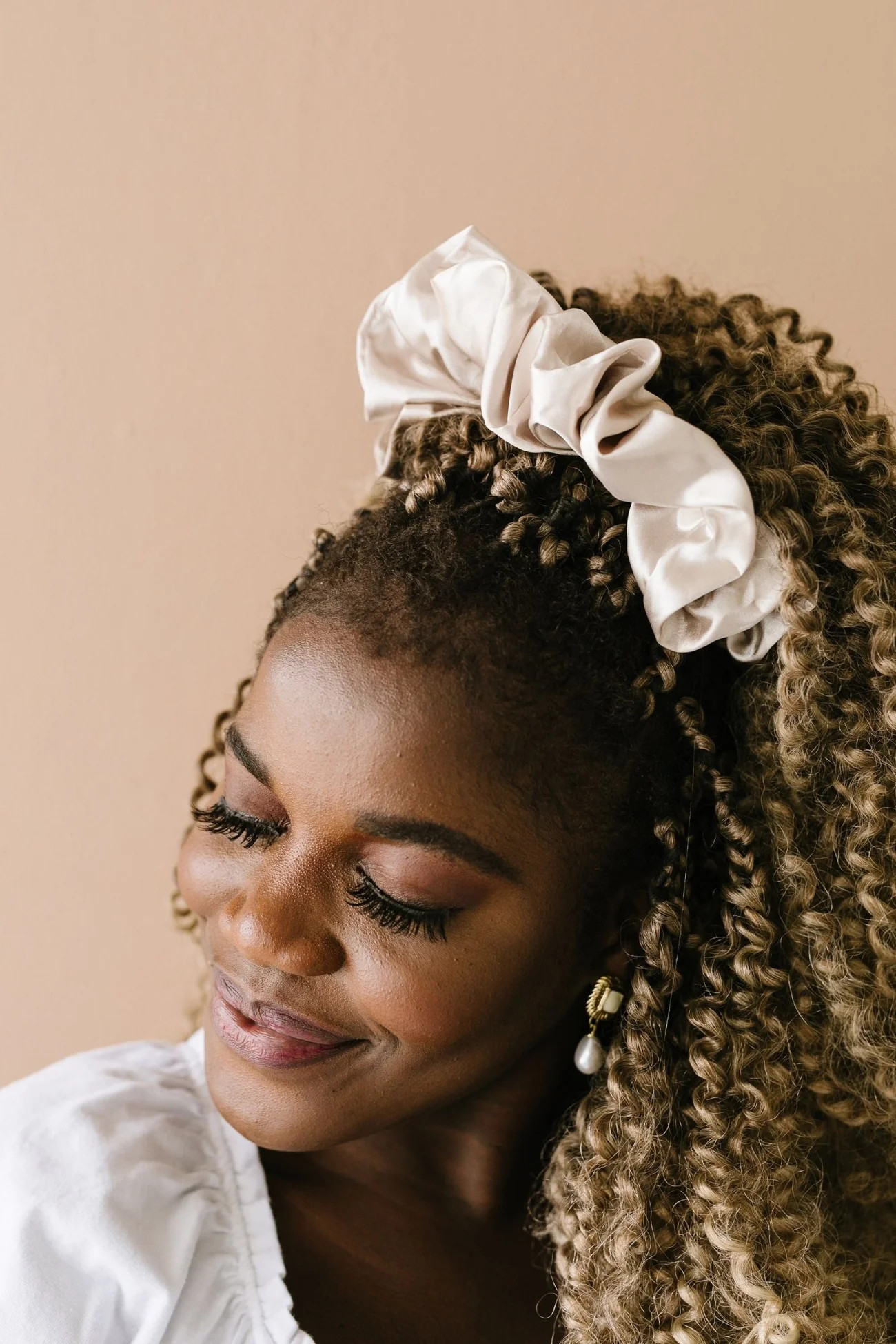 Latte Satin Jumbo Scrunchie | Shop Andi