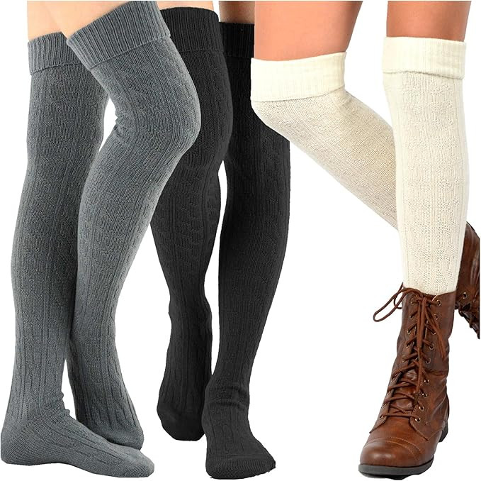 Fashion Socks Long Thigh Highs, Over the Knee Highs, Knee Highs Women Girls Cotton Slouchy Boot S... | Amazon (US)