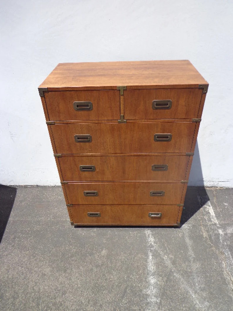 Campaign Chest of Drawers Dresser Tallboy Highboy Vintage Mid Century MCM Bureau Media Console Ch... | Etsy (US)