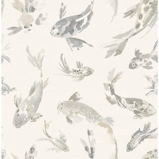 Koi Stone Grey Fish Wallpaper | The Home Depot