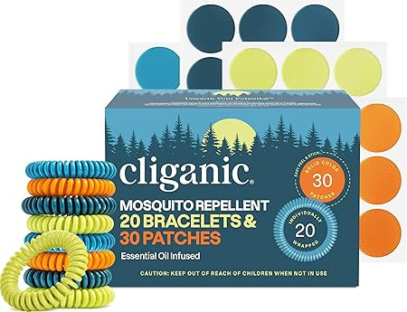 Cliganic Mosquito Repellent Bracelet Stickers Pack for Kids & Adults Multi Color, Natural DEET-Fr... | Amazon (US)