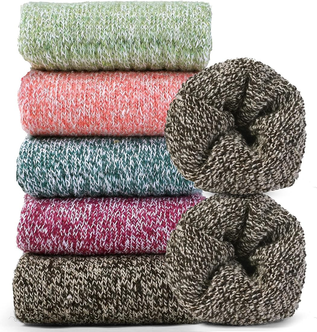 Jeasona Wool Socks for Women Warm Winter Thermal Thick Socks Gifts for Women Mom | Amazon (US)