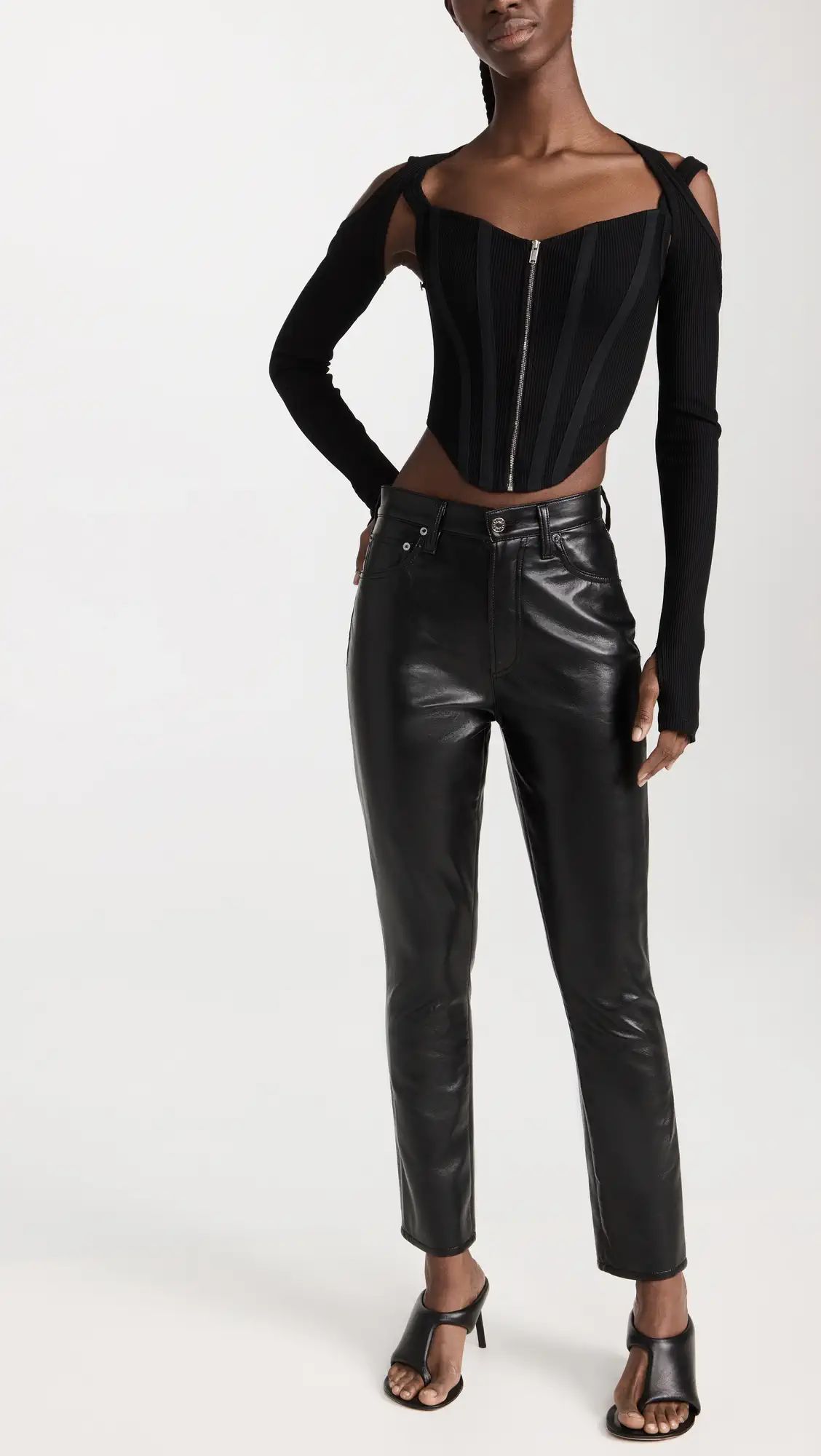 Recycled Leather Riley Long Jean: High Rise Straight | Shopbop