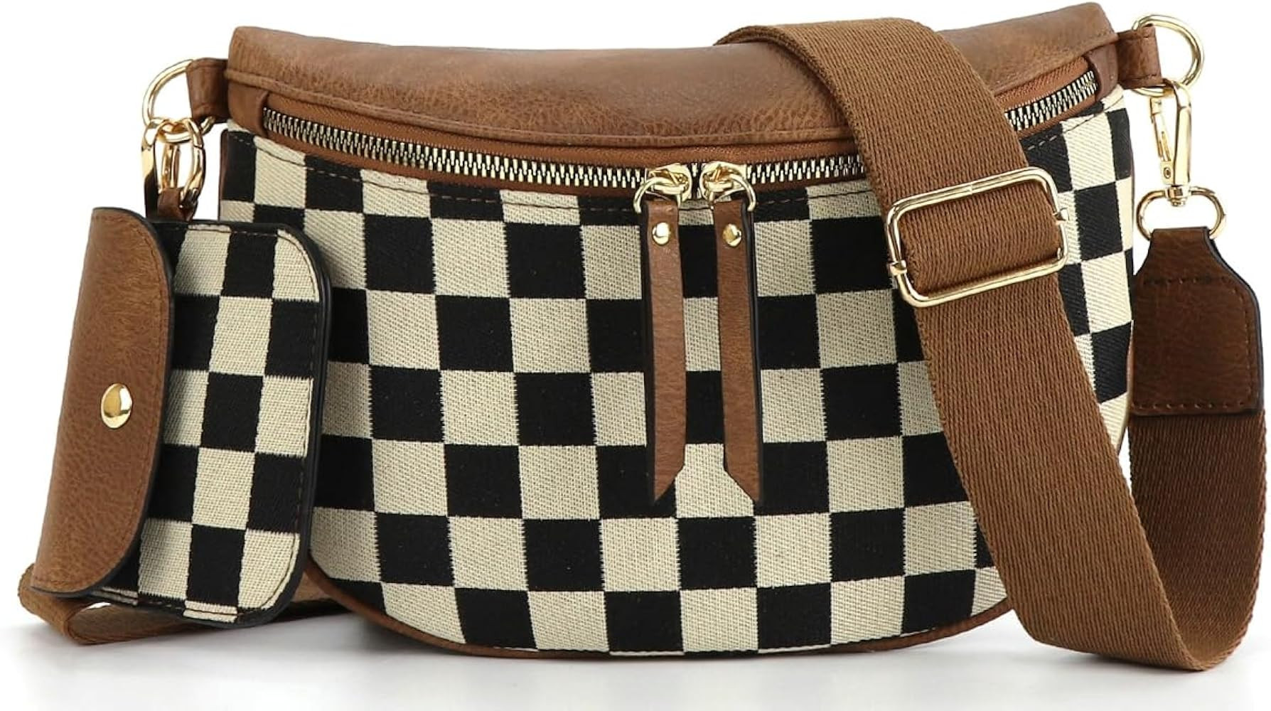 2 Pcs Checkered Crossbody Bags for Women Bum Bag Checkered Cross Body Sling Backpack Hobo Satchel... | Amazon (US)