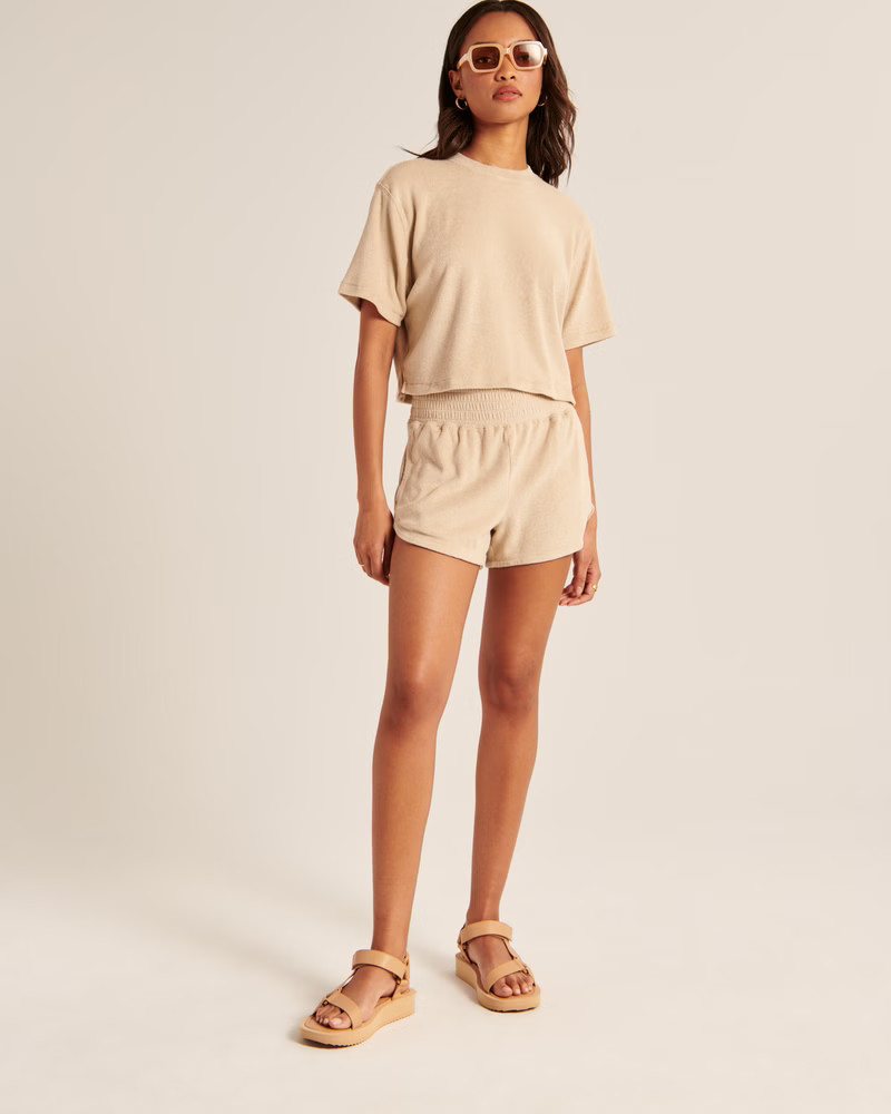 Women's Towel Terry Crew Tee | Women's Matching Sets | Abercrombie.com | Abercrombie & Fitch (US)