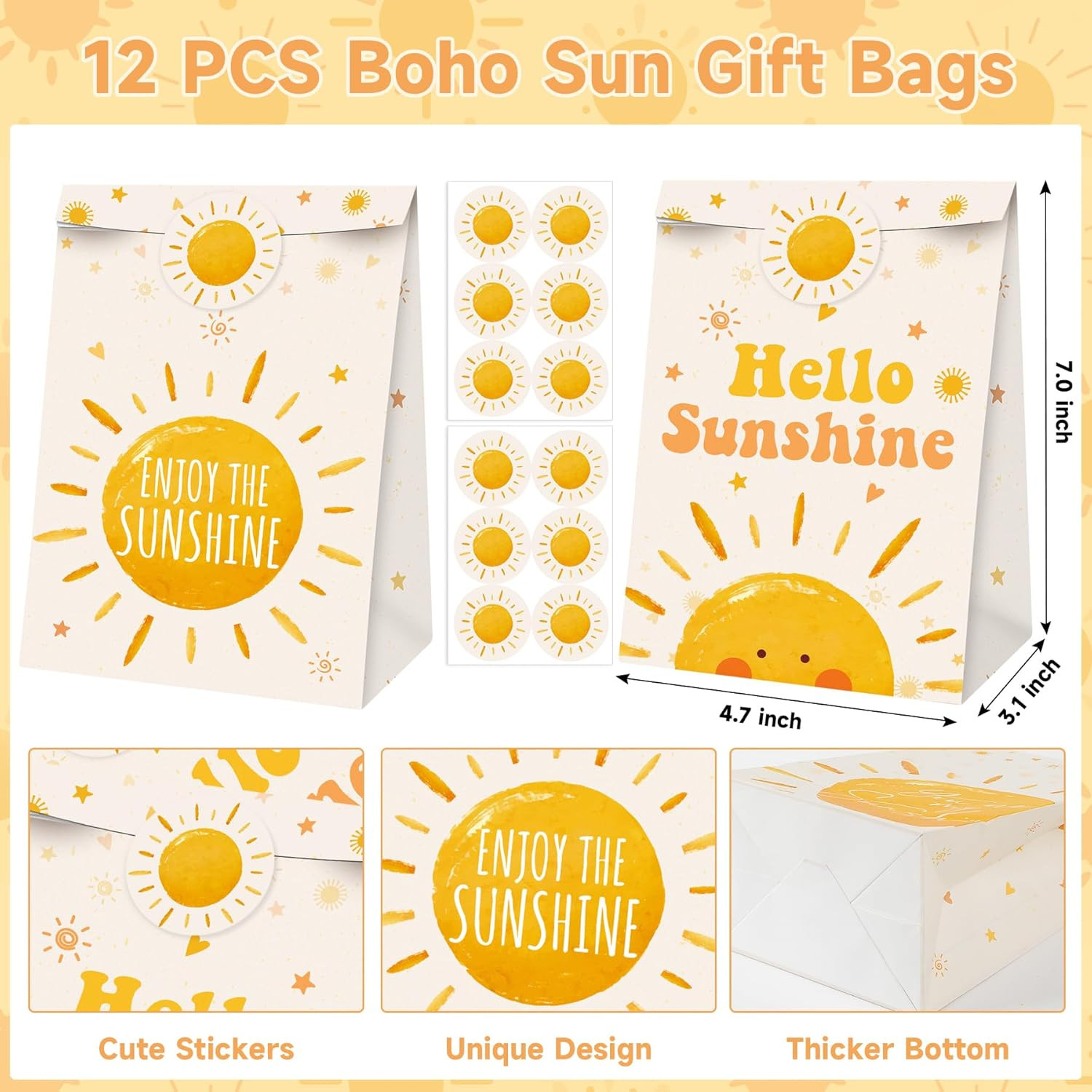 Erweicet Boho Sun Party Favors 72 PCS Sunshine Slap Bracelet Boho Rainbow Temporary Tattoos DIY S... | Amazon (US)