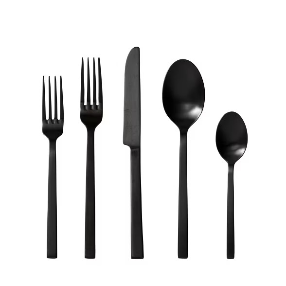 20pc Stainless Steel Viggo Silverware Set Black - Fortessa Tableware Solutions | Target