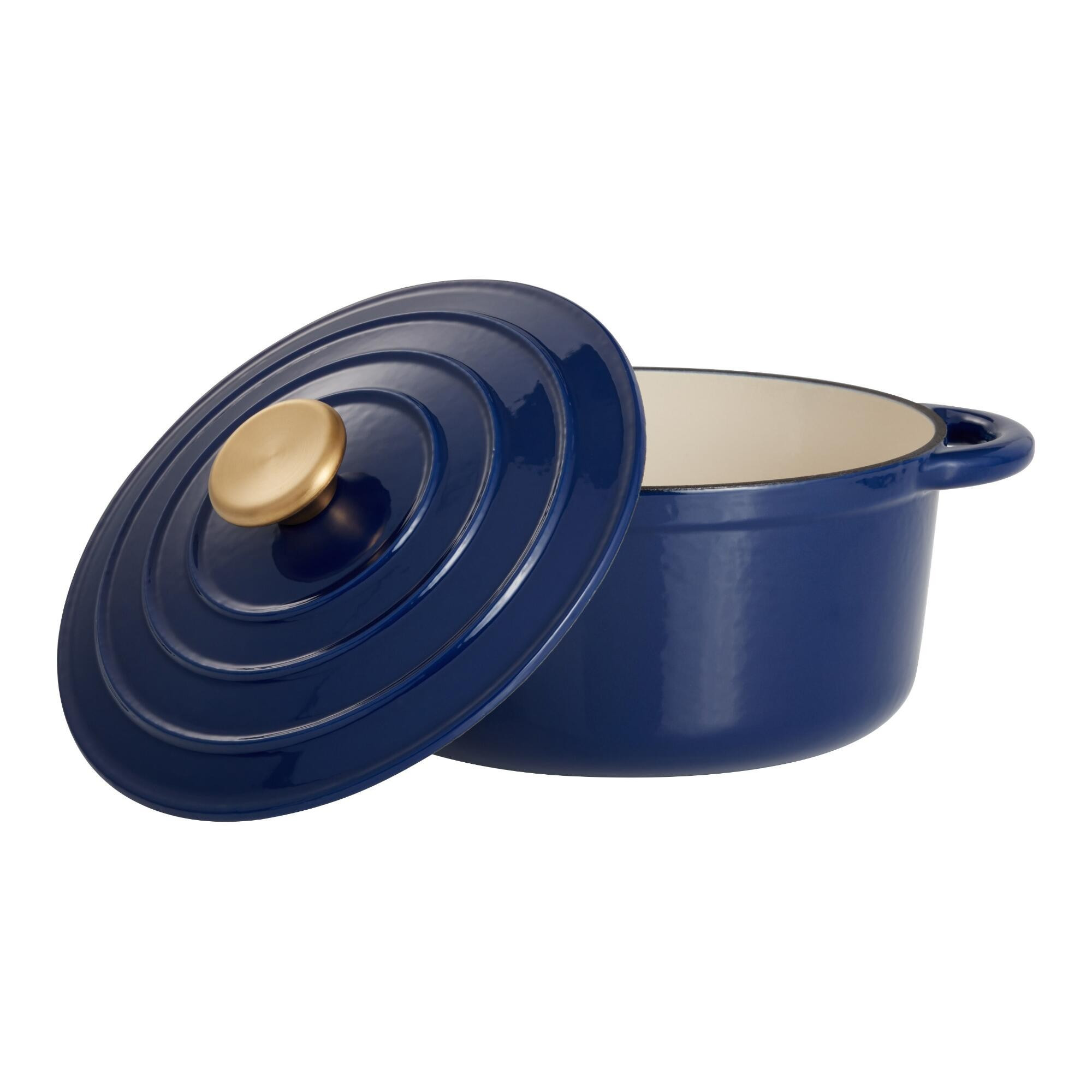 3 Quart Round Indigo Blue Enamel Cast Iron Dutch Oven by World Market | World Market