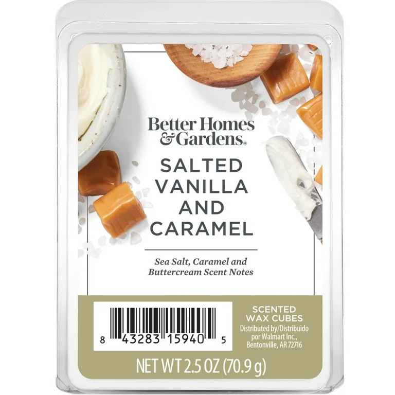 Salted Vanilla and Caramel Scented Wax Melts, Better Homes & Gardens, 2.5 oz (1-Pack) | Walmart (US)
