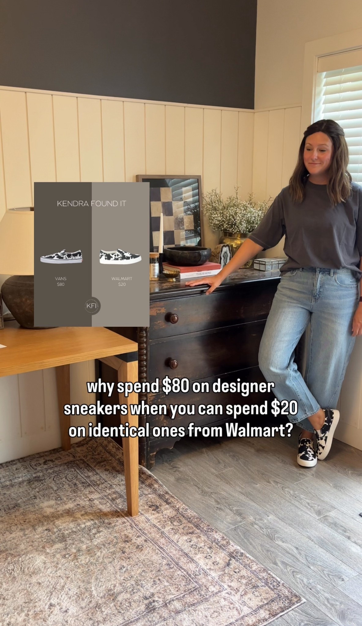 Cow print sneakers, but make them affordable. 🐄 The Vans versions are $80… but these Walmart sneakers are $20 and are truly the perfect Vans dupe. Same cow print, same low-profile shape, same easy everyday styling — just without the $80 price tag.
I’ve been wearing these with relaxed denim and oversized basics for that cool, effortless vibe. If you’ve wanted to try the cow print trend without going all-in, this is the easiest (and cheapest!) way to do it.
Cute, comfortable, and under twenty bucks. Linked both here.

#LTKootd #LTKSaleAlert #LTKShoeCrush