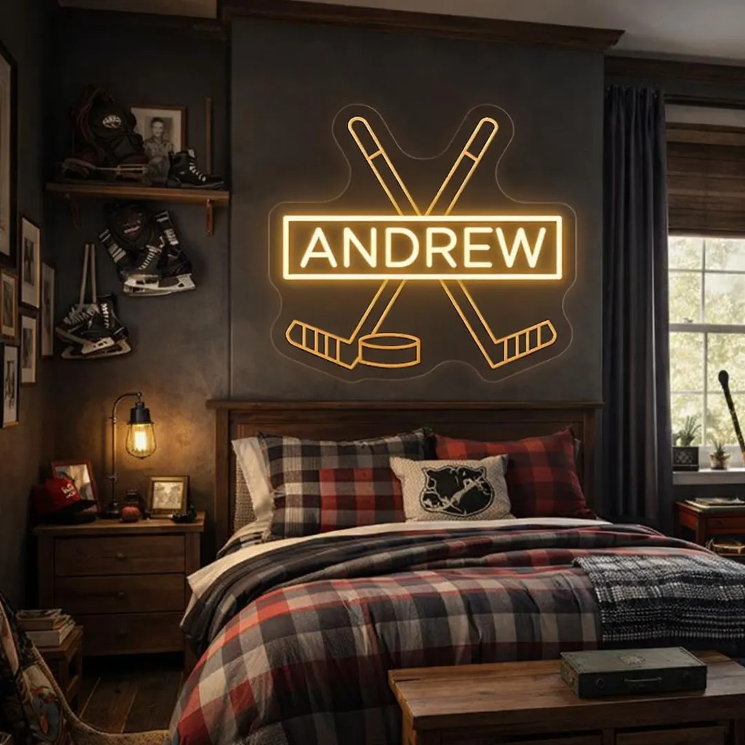 Personalized Hockey Name Neon Sign | Custom Sports Neon Wall Light for Boys Bedroom | Ice Hockey ... | Etsy (CAD)
