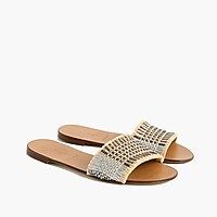 Slide sandals in metallic raffia | J.Crew US