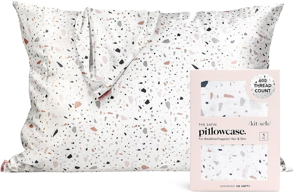 Kitsch Satin Pillowcase with Zipper for Hair & Skin, Softer Than Silk Pillow Cases Queen, Smooth ... | Amazon (US)