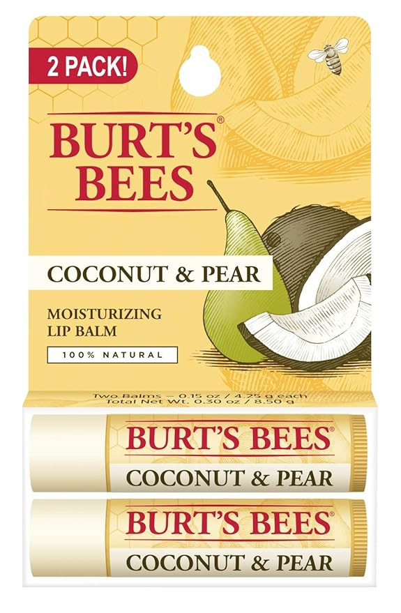 Burt's Bees Lip Balm, Moisturizing Lip Care, 100% Natural, Coconut & Pear (2 Pack) | Amazon (US)