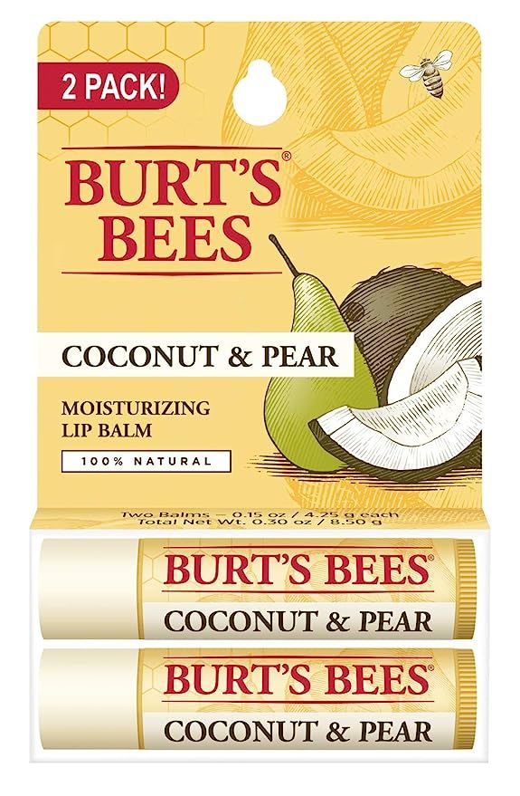 Burt's Bees Lip Balm, Moisturizing Lip Care, 100% Natural, Coconut & Pear (2 Pack) | Amazon (US)