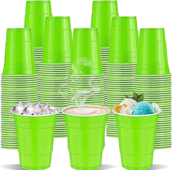 cssopenss 120 pcs 16 oz Fluorescent Green plastic cups 16 oz Green solo cups Green plastic Dispos... | Amazon (US)